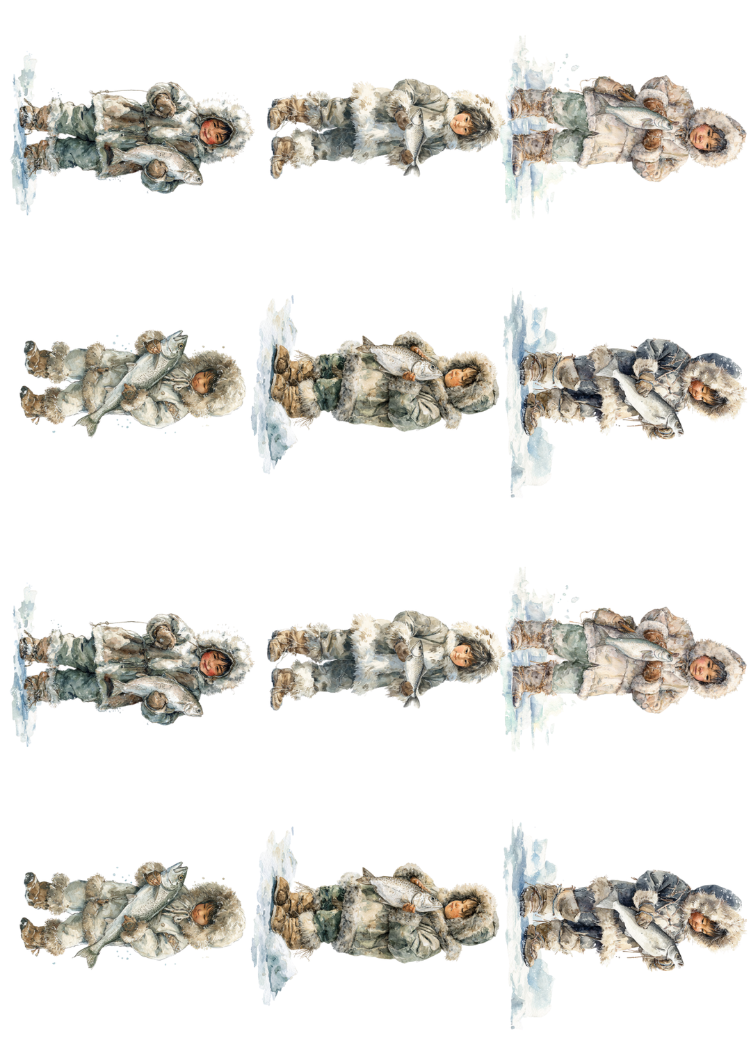 Rice Paper For Decoupage Inuit Collage Cat. No. 5196