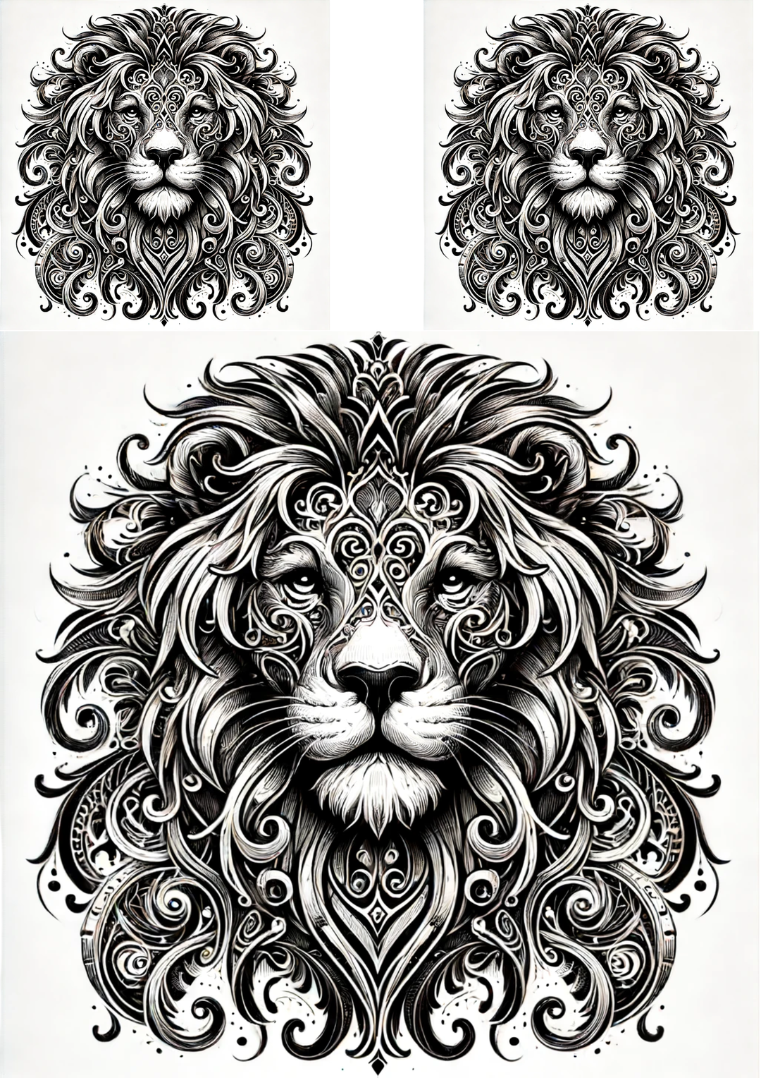 Rice Paper for Decoupage Lion Head in Gothic Style Collage Cat. No. 5202