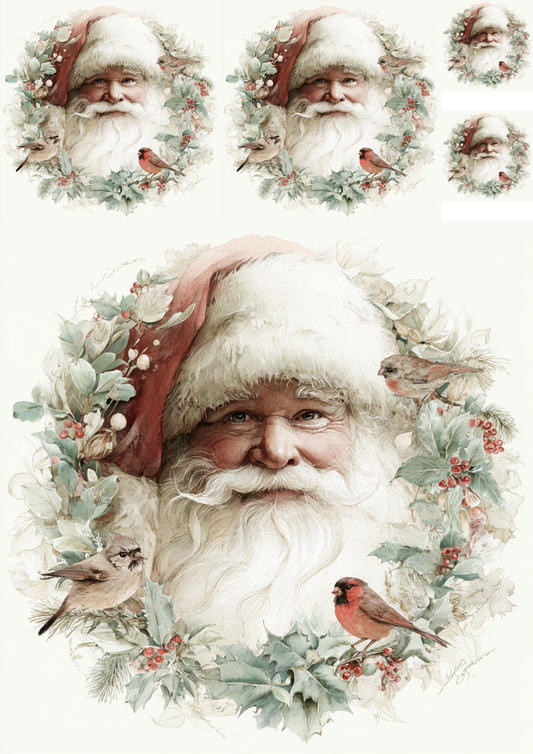 Rice Paper For Decoupage Santa Claus Collage Cat. No. 5224