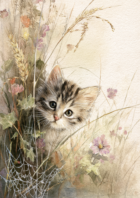 Rice Paper For Decoupage Little Kitten On A Wild Meadow Full Cat. No. 5252