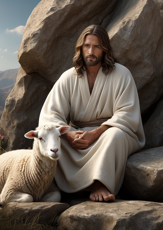 Rice Paper For Decoupage Jesus With Lamb Full Cat. No. 5265