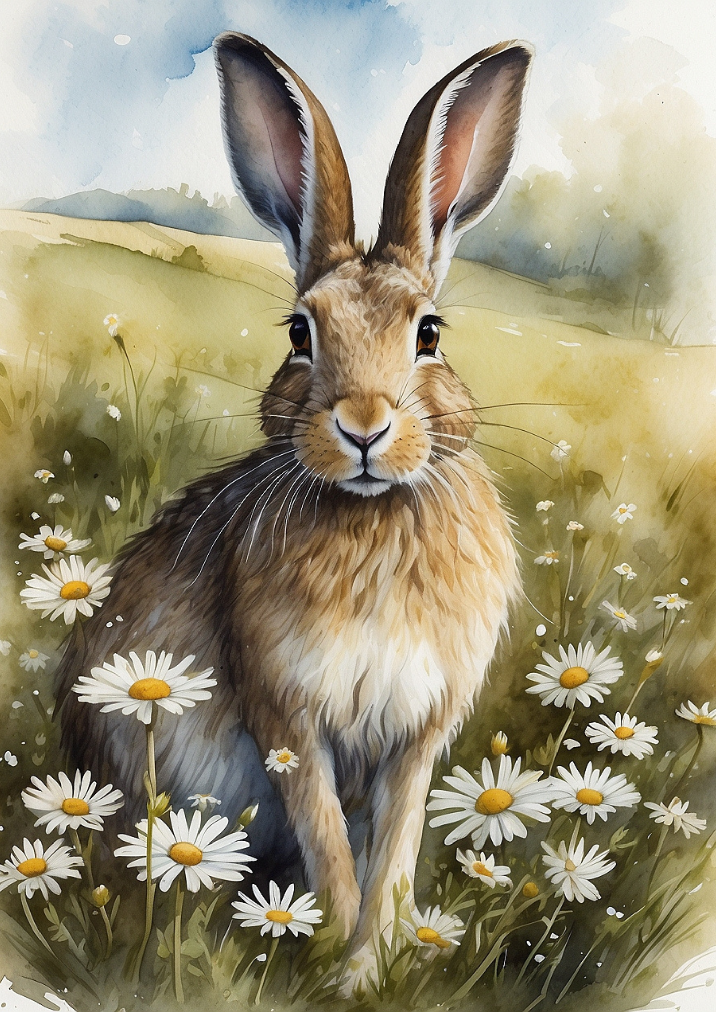 Rice Paper For Decoupage Spring Hare On A Meadow Full Cat. No. 5276