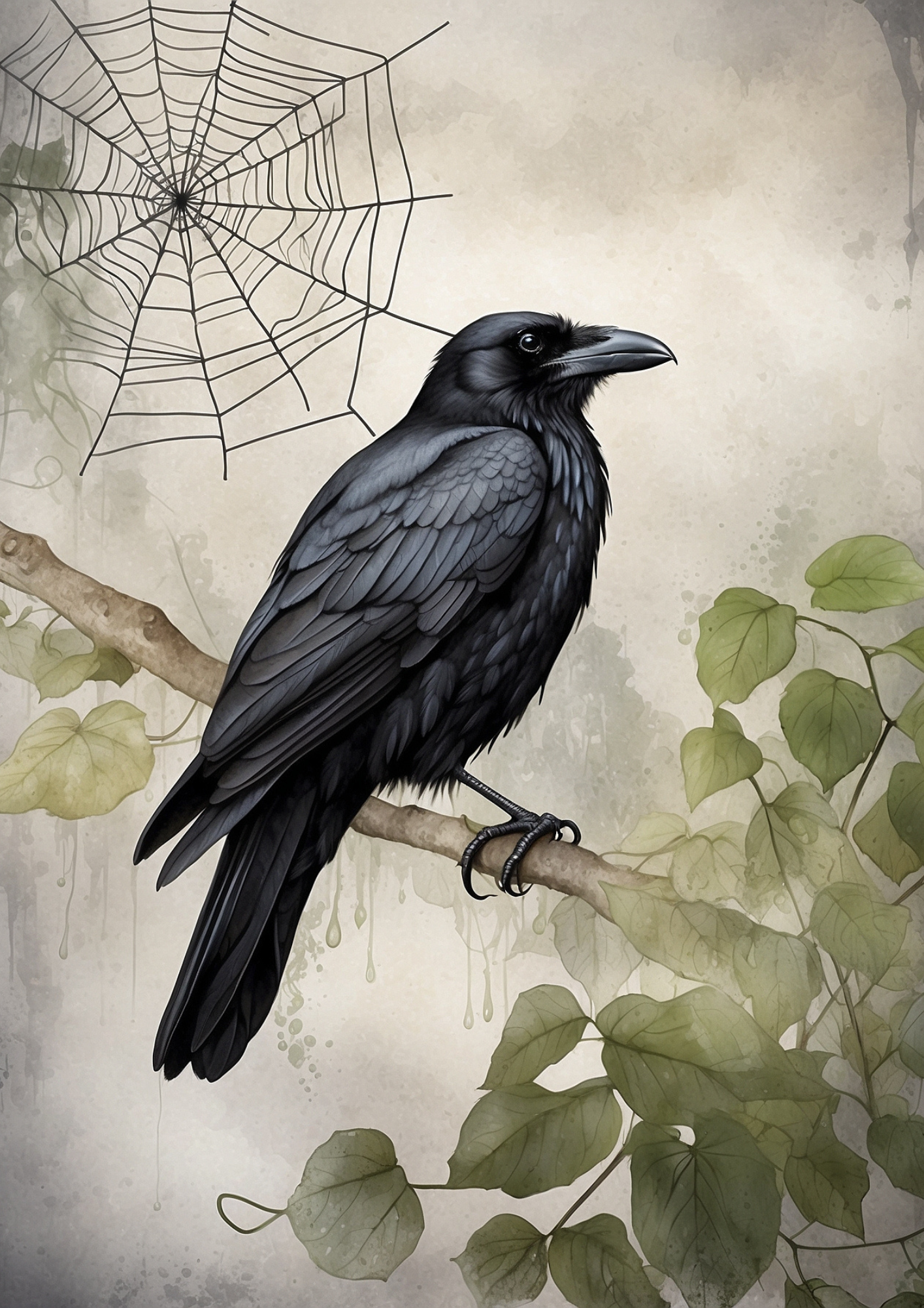 Rice Paper For Decoupage Raven Background For Journaling Full Cat. No. 5277