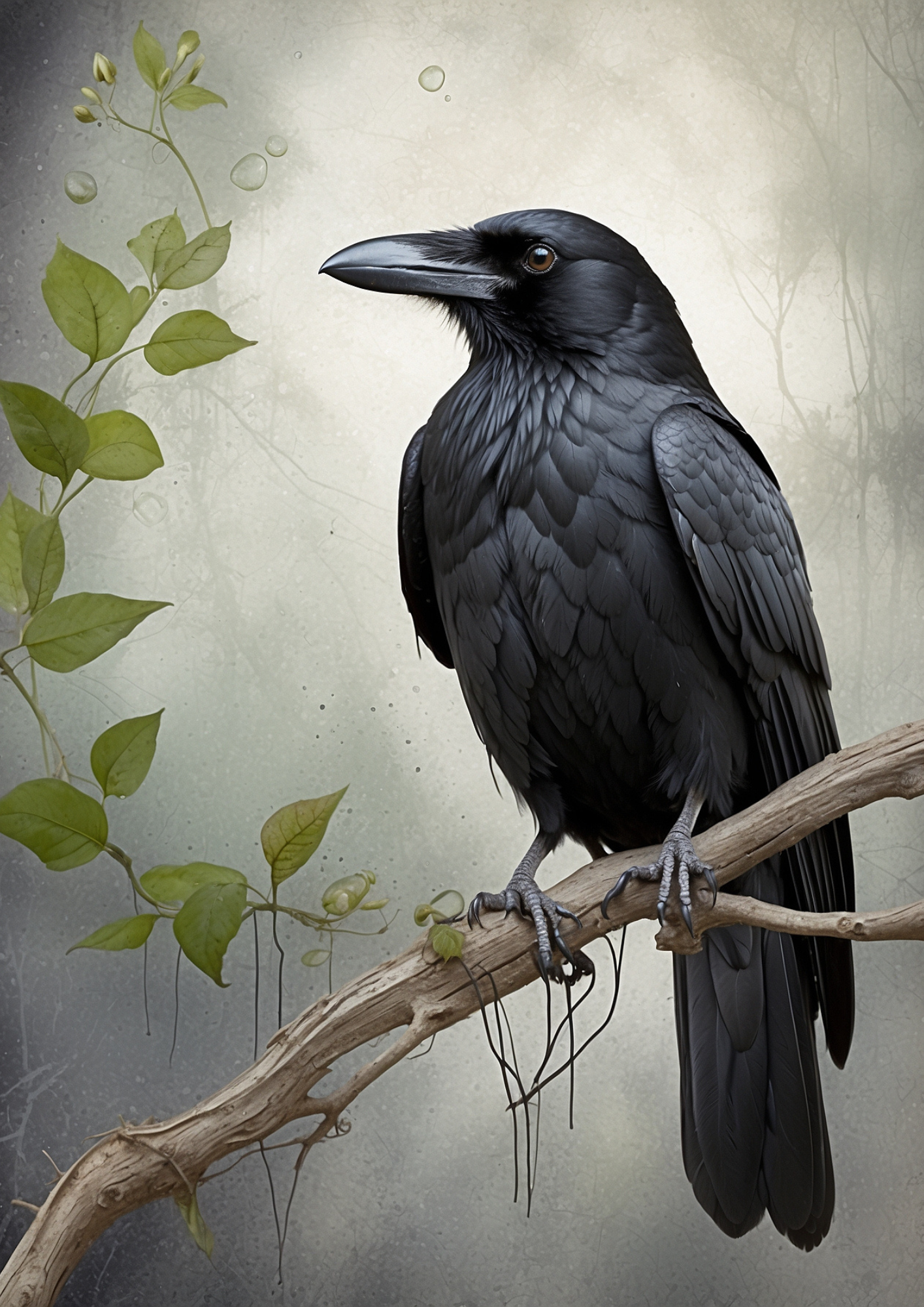 Rice Paper For Decoupage Raven Background For Journaling Full Cat. No. 5295