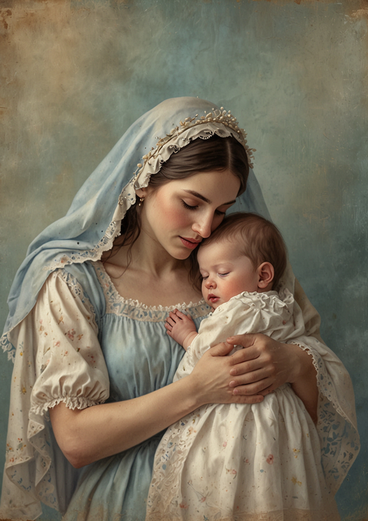 Rice Paper For Decoupage Woman With Child Journaling Background Full Cat. No. 5304