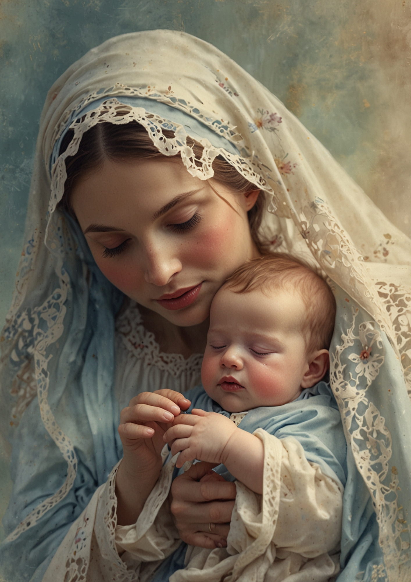 Rice Paper For Decoupage Woman With Child Journaling Background Full Cat. No. 5305