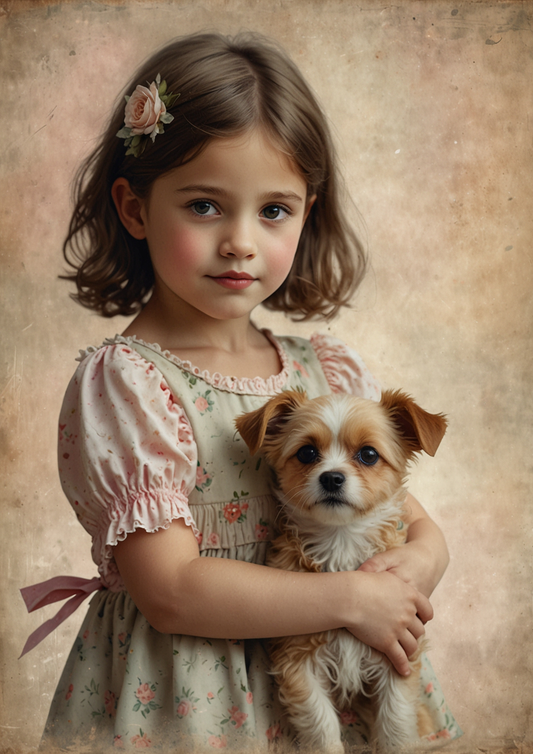 Rice Paper For Decoupage Girl With Dog Journaling Full Cat. No. 5315