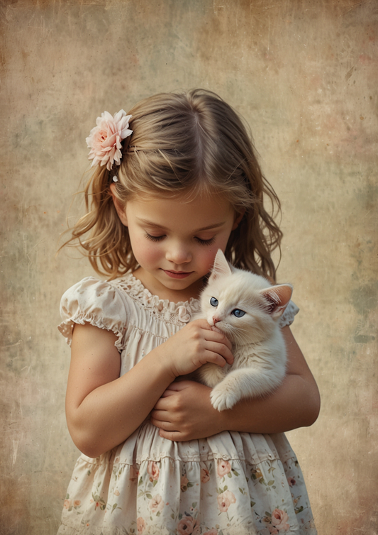 Rice Paper For Decoupage Girl With Dog Cat Journaling Full Cat. No. 5322