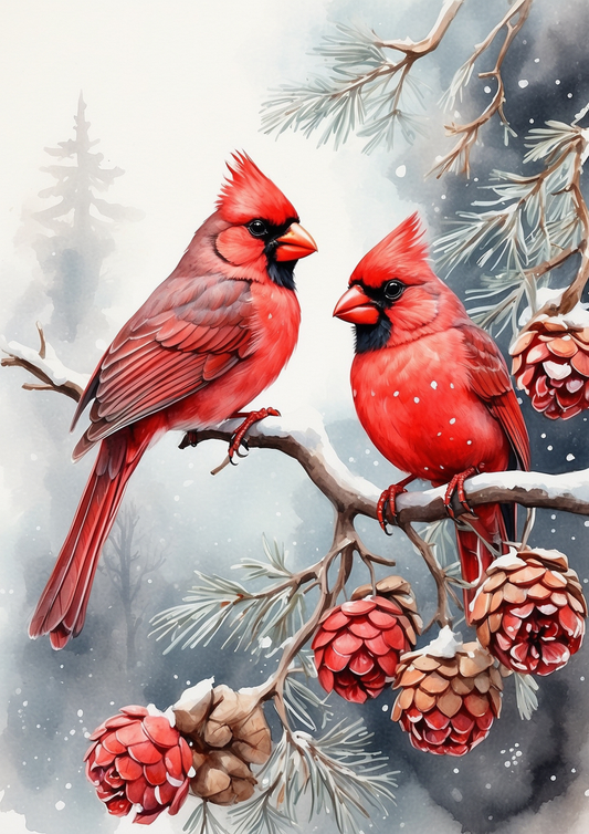 Rice Paper Decoupage Red Cardinals Journaling Background Full Cat. No. 5339