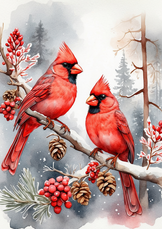 Rice Paper Decoupage Red Cardinals Journaling Background Full Cat. No. 5340