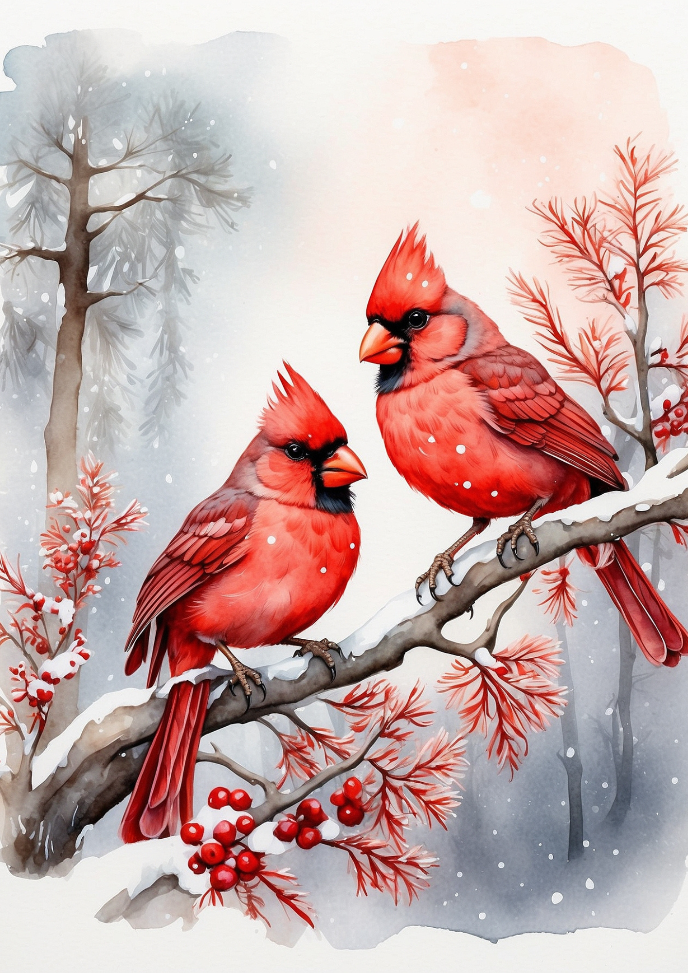 Rice Paper Decoupage Red Cardinals Journaling Background Full Cat. No. 5341