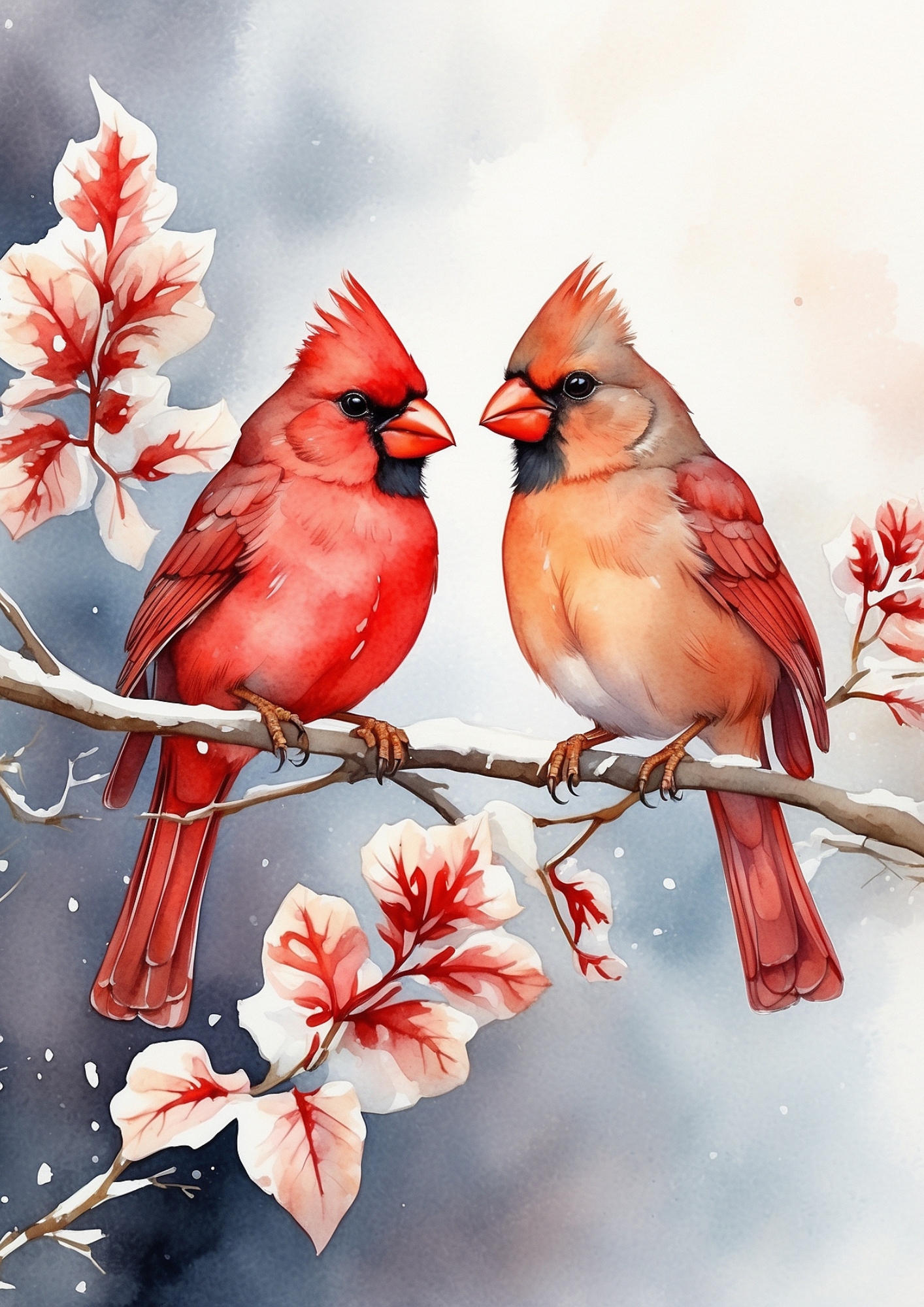 Rice Paper Decoupage Red Cardinals Journaling Background Full Cat. No. 5342