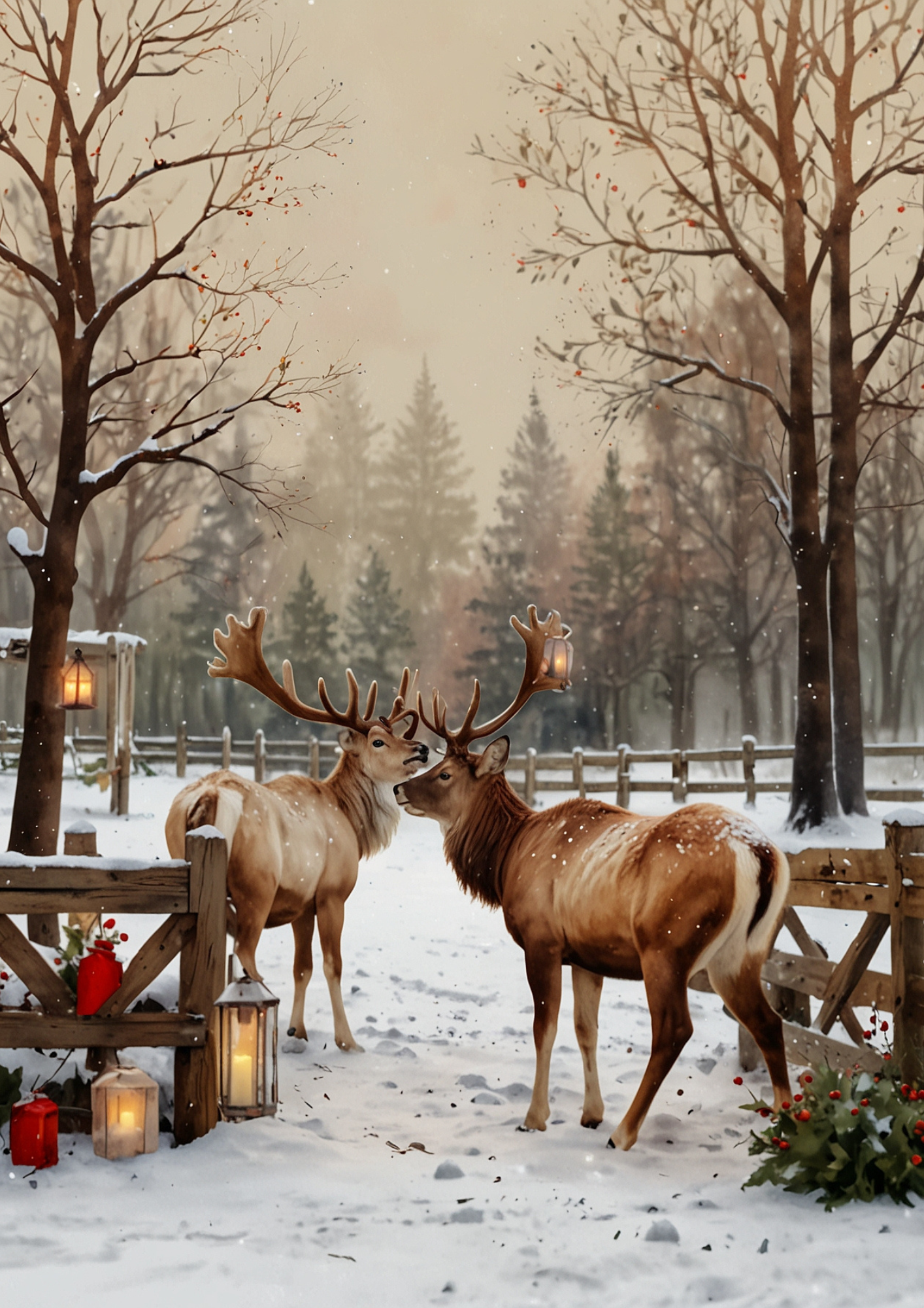 Rice Paper For Decoupage Reindeer Background For Journaling Full Cat. No. 5348