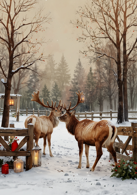 Rice Paper For Decoupage Reindeer Background For Journaling Full Cat. No. 5348