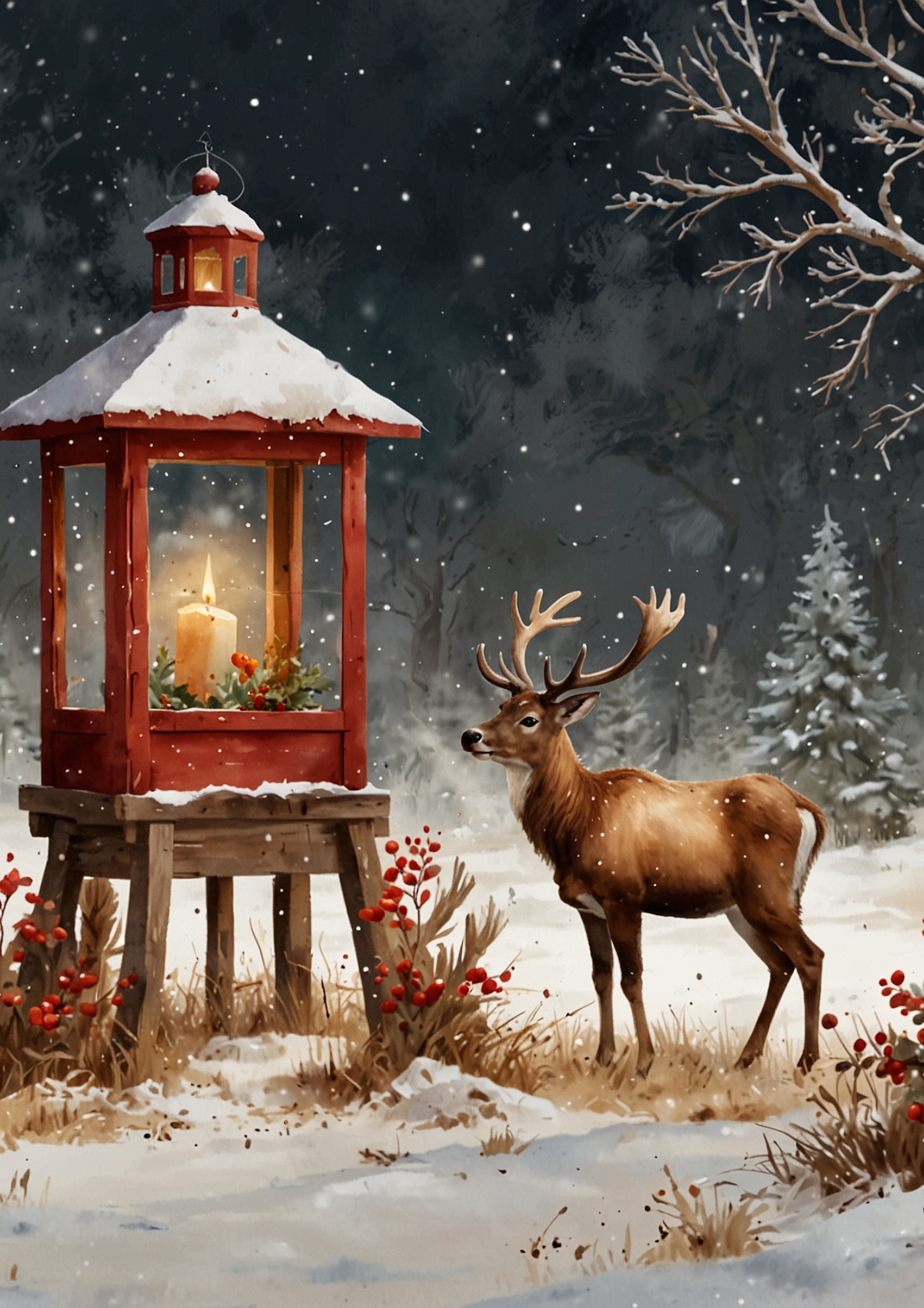 Rice Paper For Decoupage Reindeer Background For Journaling Full Cat. No. 5349