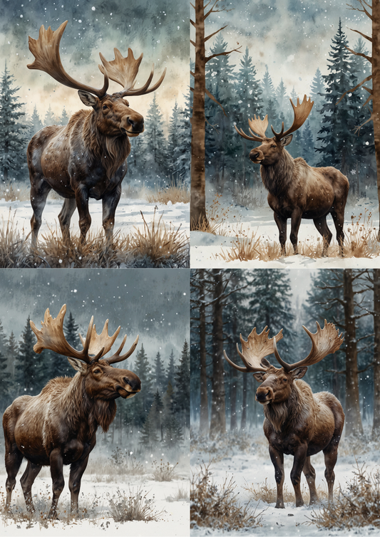 Rice Paper For Decoupage Reindeer Collage Cat. No. 5360