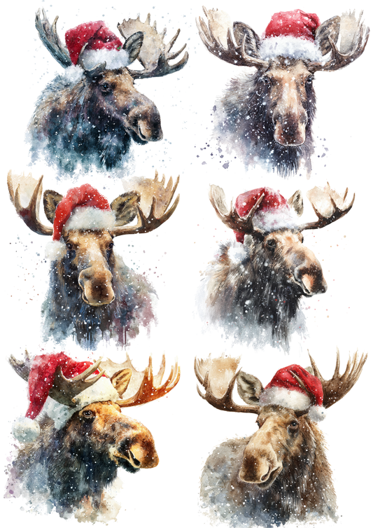 Rice Paper For Decoupage Reindeer Collage Cat. No. 5361