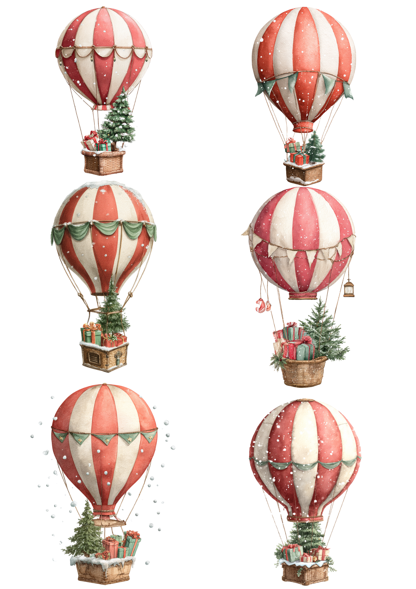 Rice Paper For Decoupage Christmas Balloons Collage Cat. No. 5370