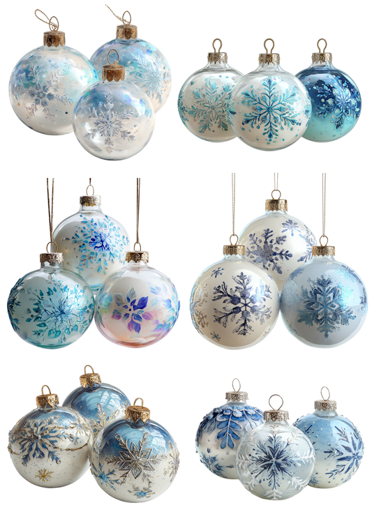 Rice Paper For Decoupage Christmas Tree Baubles Collage Cat. No. 5372