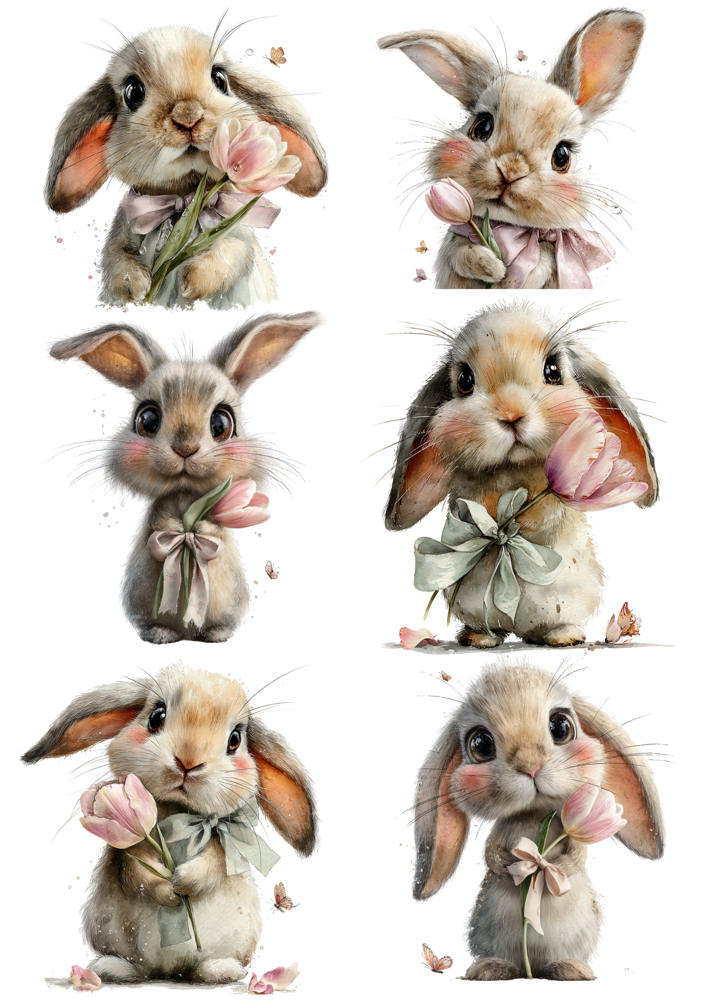 Rice Paper For Decoupage Easter Rabbit With Tulip Collage Cat. No. 5383