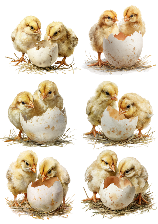 Rice Paper for Decoupage Chickens Collage Cat. No 5387