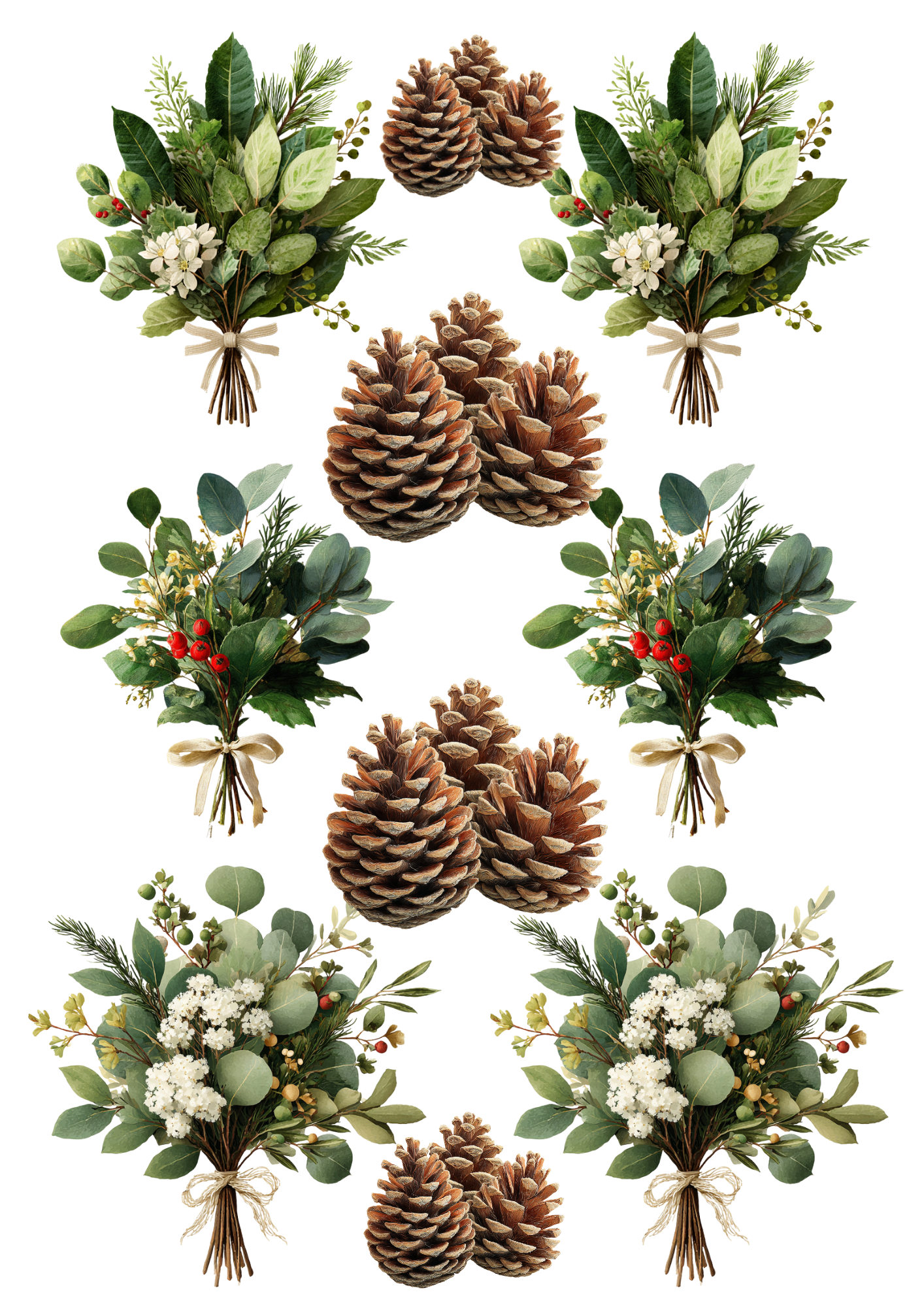 Rice Paper for Decoupage Christmas Greenery Collage Cat. No 5388