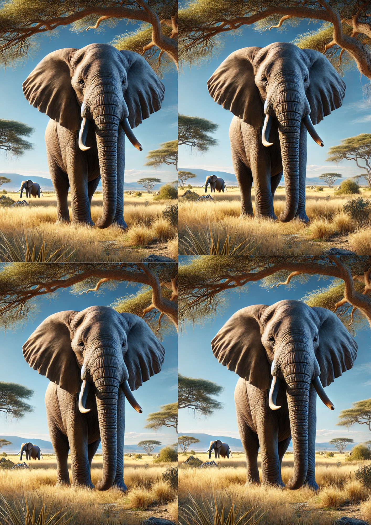 Rice Paper For Decoupage Elephant on the Savannah Collage Cat. No. 5391