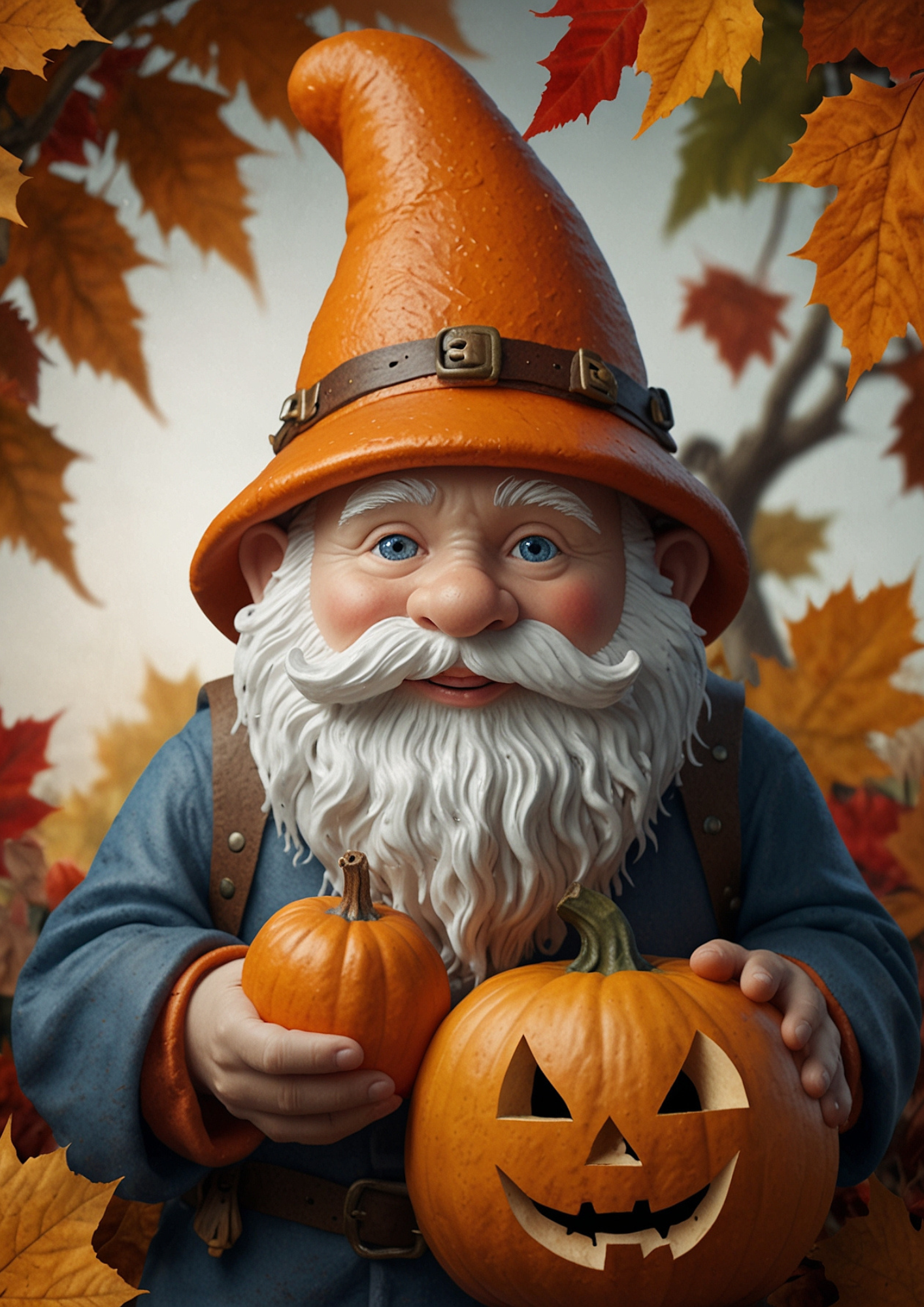 Rice Paper For Decoupage Dwarf With Pumpkin Full Cat. No. 5436