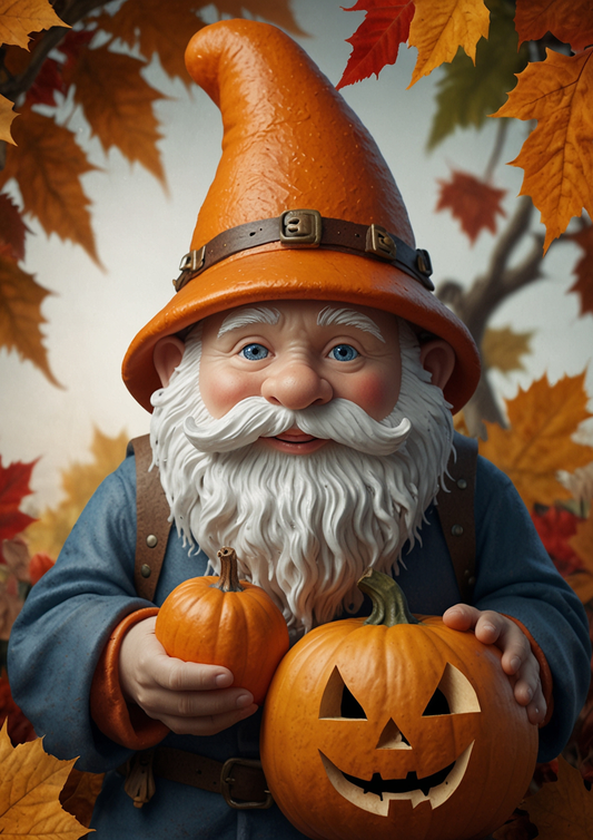 Rice Paper For Decoupage Dwarf With Pumpkin Full Cat. No. 5436