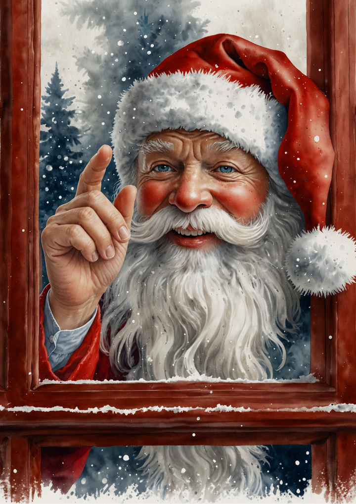 Rice Paper For Decoupage Santa Claus Behind The Window Full Cat. No. 5466