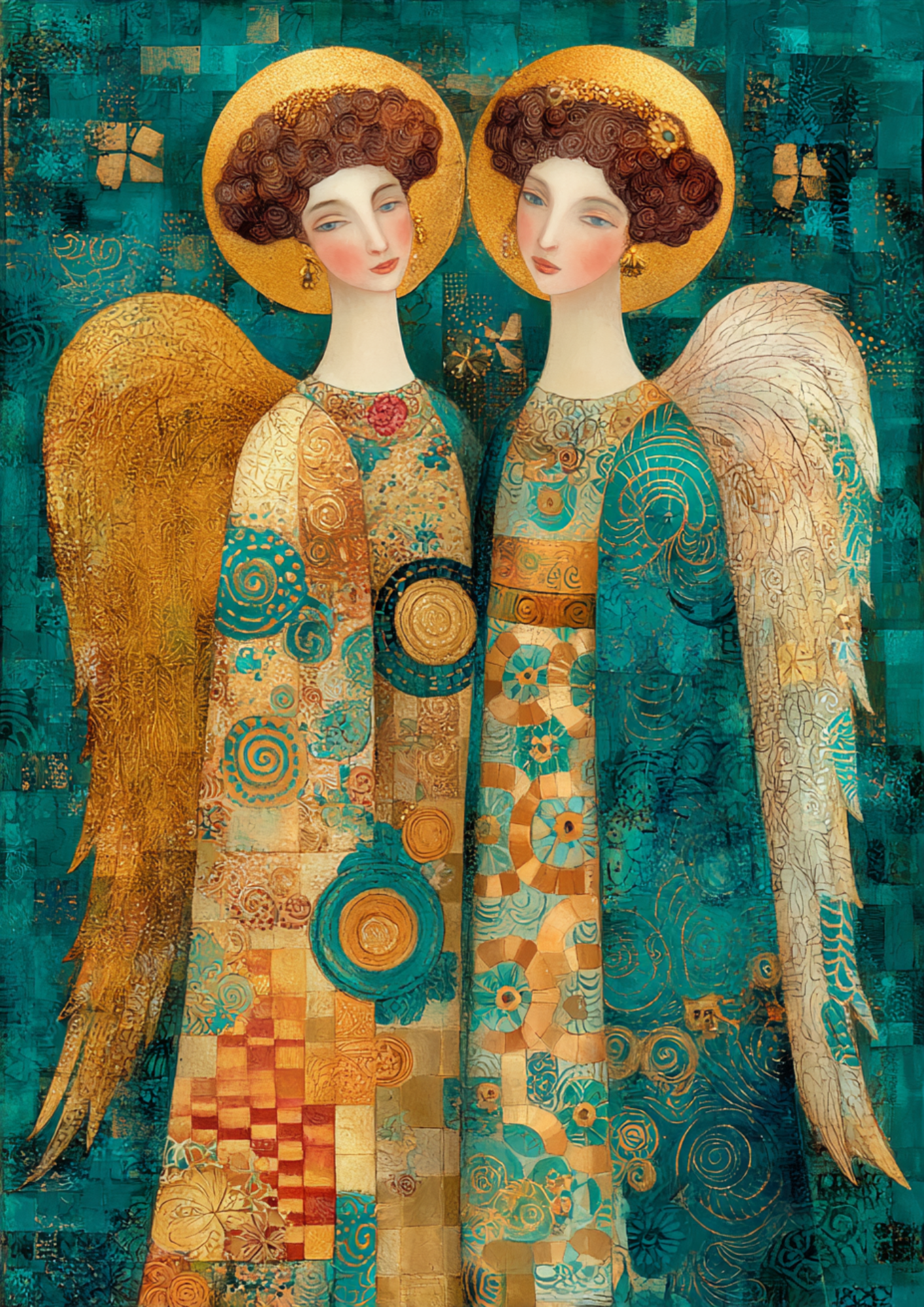 Rice Paper for Decoupage Angels in the Style of Gustav Klimt Full Cat. No. 5475