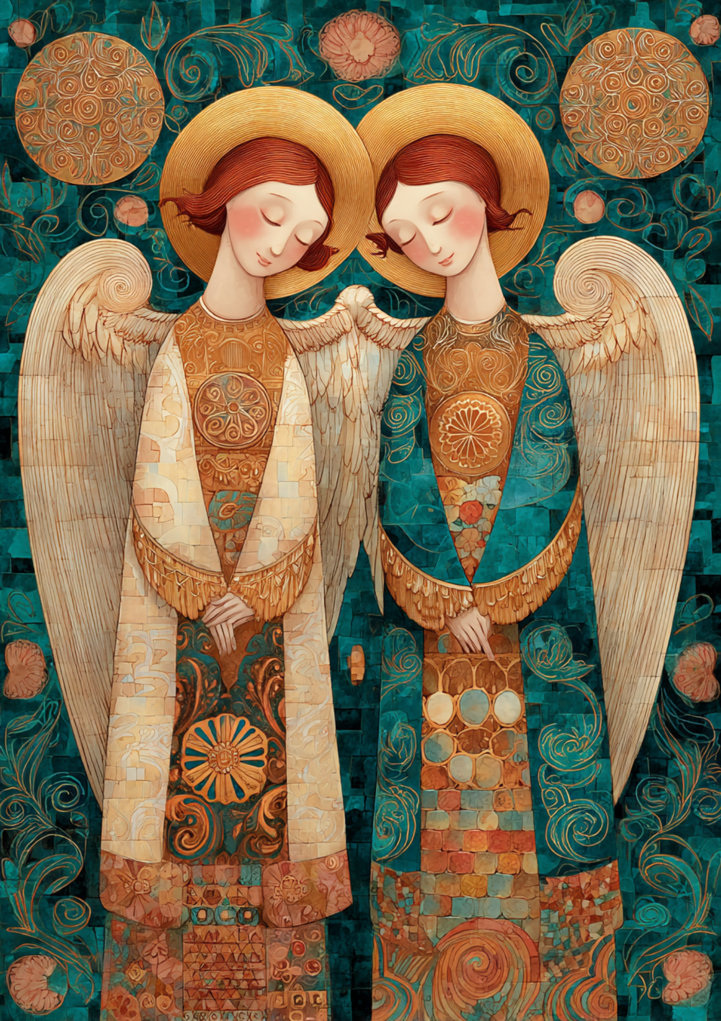 Rice Paper for Decoupage Angels in the Style of Gustav Klimt Full Cat. No. 5476