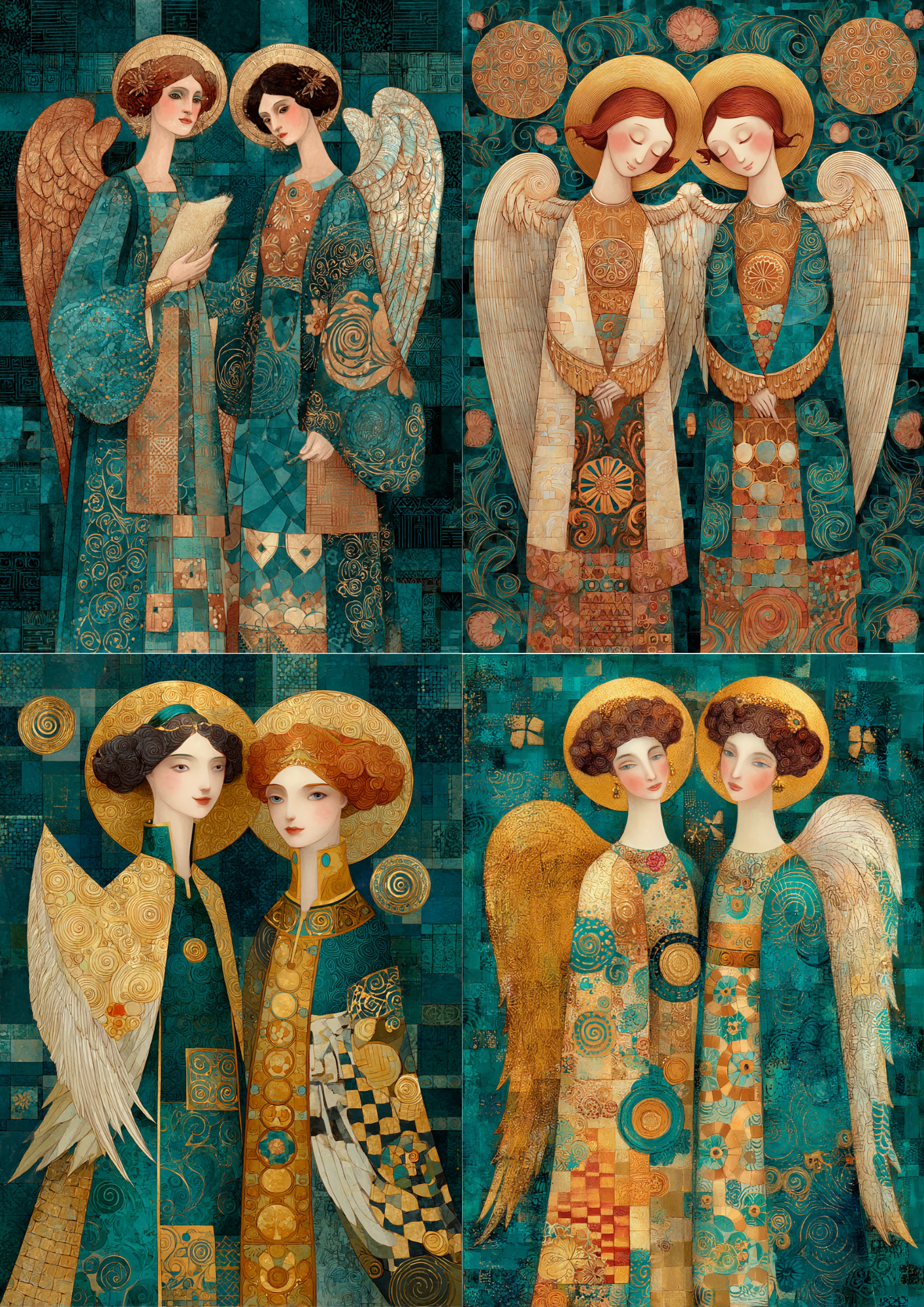 Rice Paper for Decoupage Angels in the Style of Gustav Klimt Collage Cat. No. 5477