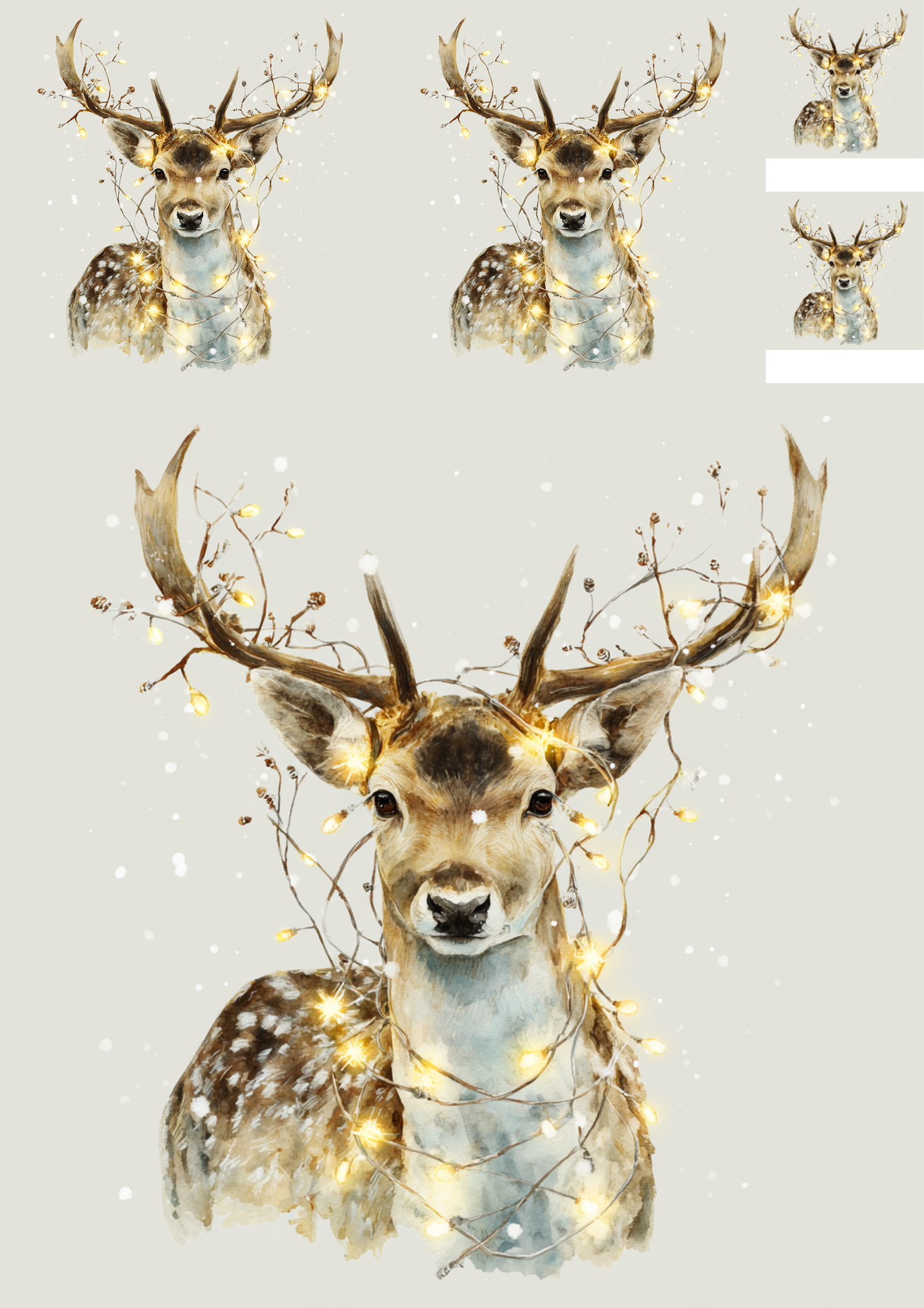 Rice Paper for Decoupage Deer and Christmas Lights Collage Cat. No. 5483