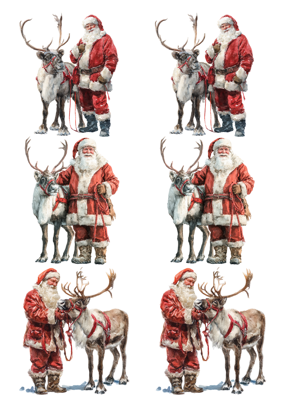 Rice Paper For Decoupage Santa Claus And Reindeer Collage Cat. No. 5492
