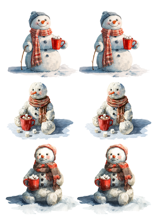 Rice Paper For Decoupage Snowman Collage Cat. No. 5494