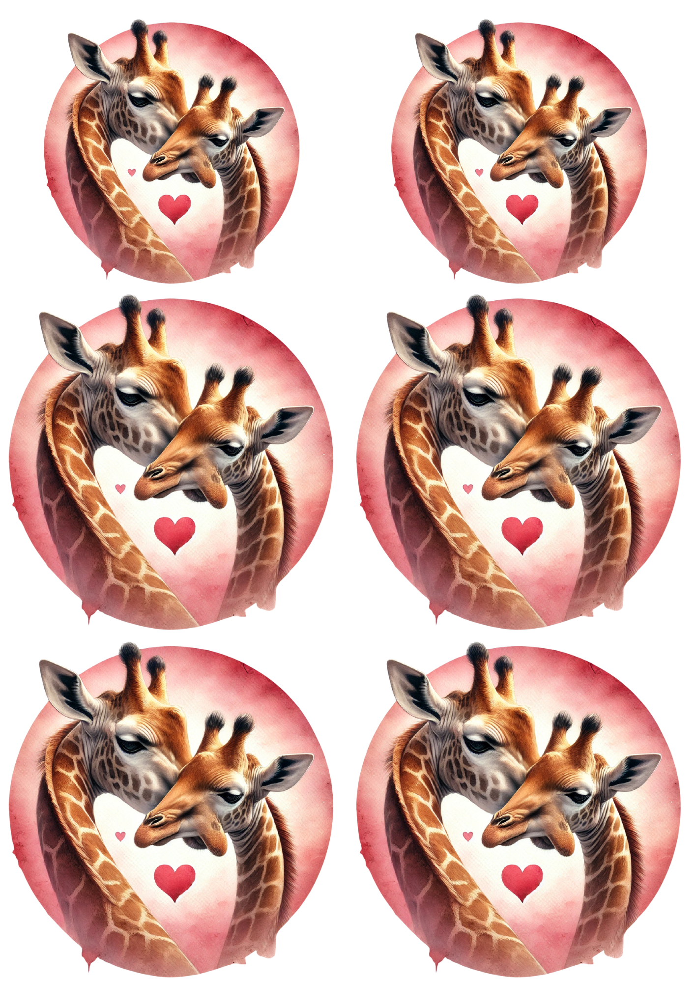 Rice Paper For Decoupage Giraffes in Love Collage Cat. No. 5514