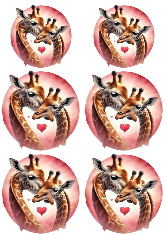 Rice Paper For Decoupage Giraffes in Love Collage Cat. No. 5514