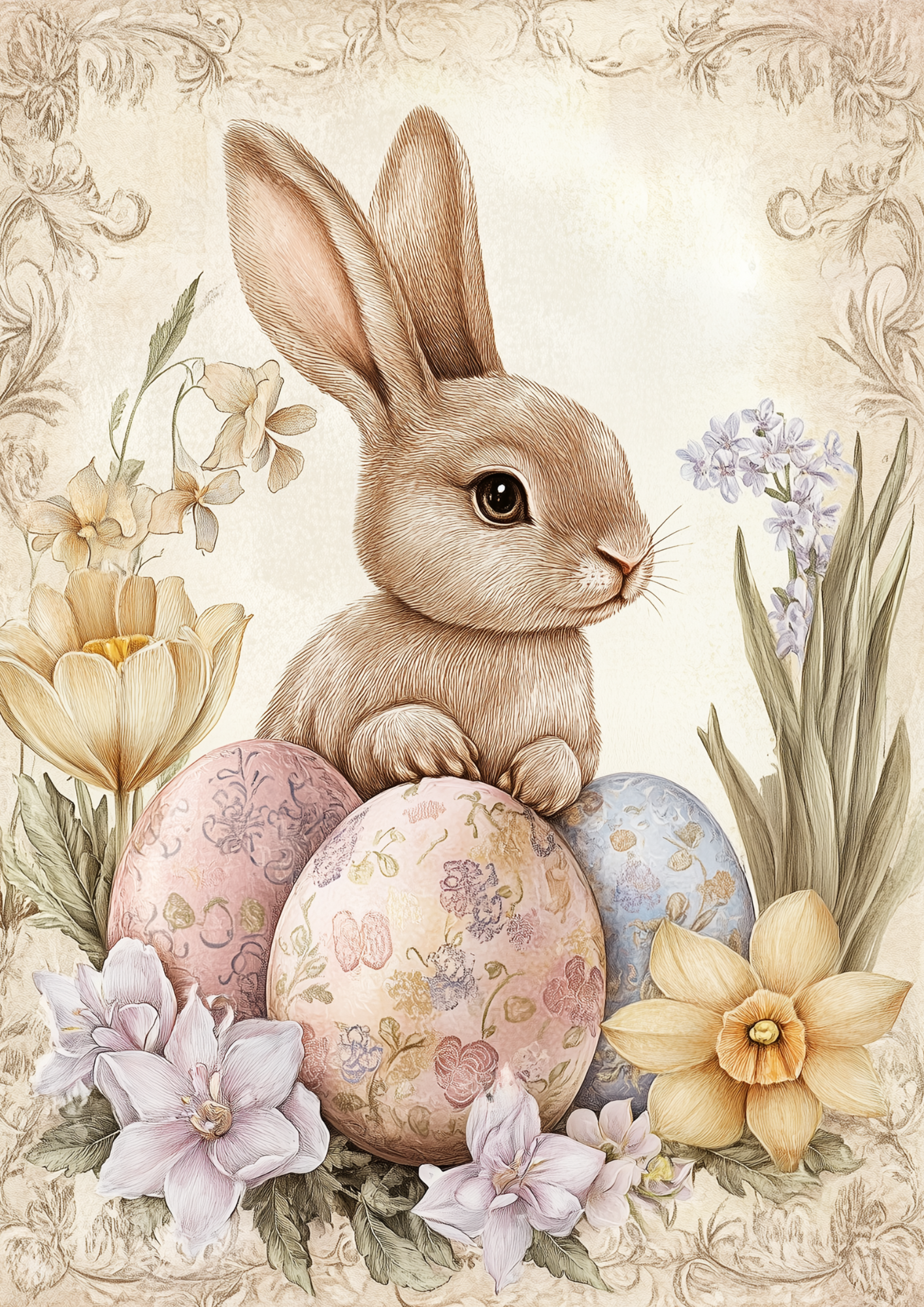 Rice Paper for Decoupage Easter Bunny and Eggs Full Cat. No. 5532