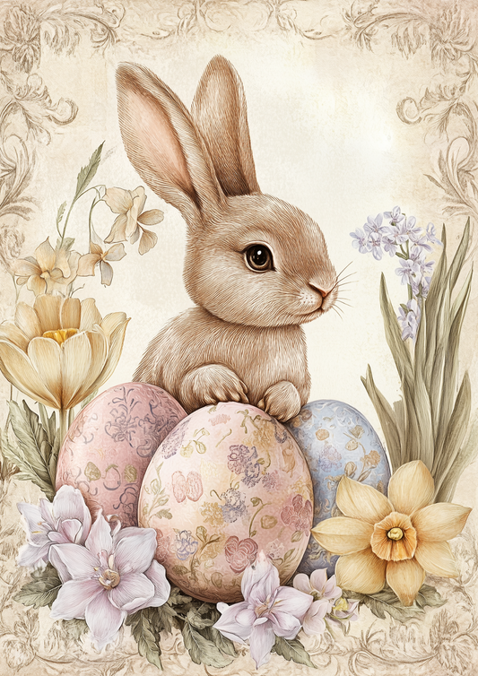 Rice Paper for Decoupage Easter Bunny and Eggs Full Cat. No. 5532