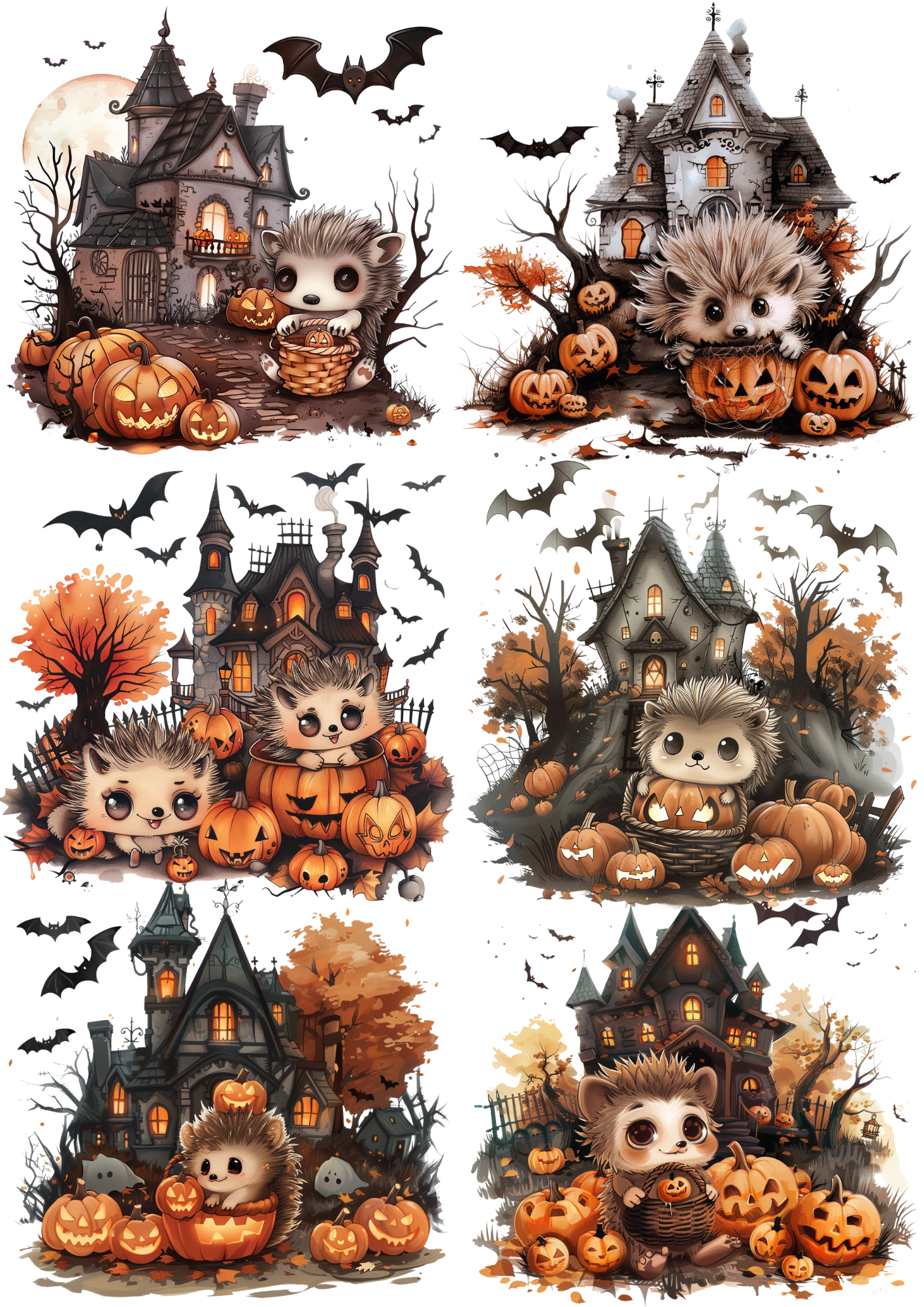 Rice Paper For Decoupage Hedgehog Collage Cat. No. 5570