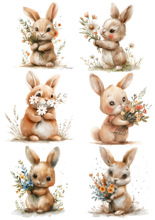 Rice Paper for Decoupage Easter Bunny Collage Cat. No. 5593