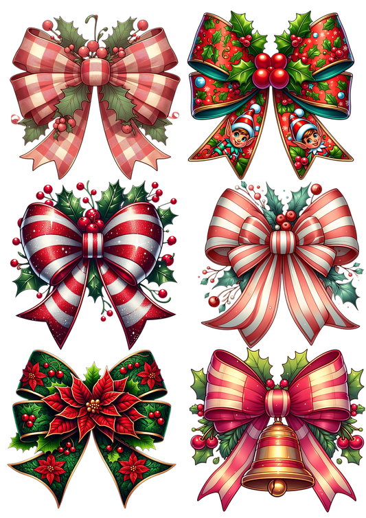 Rice Paper For Decoupage Christmas Bows Collage Cat. No.5602