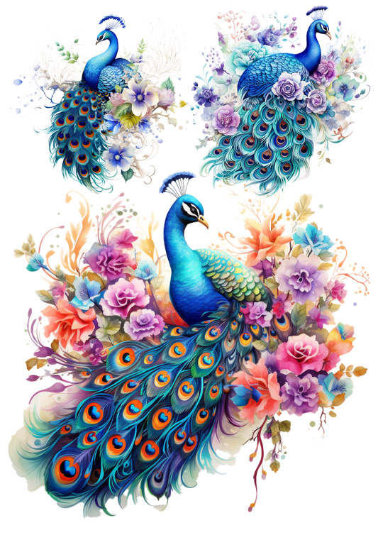 Rice Paper For Decoupage Peacock Collage Cat. No. 5613