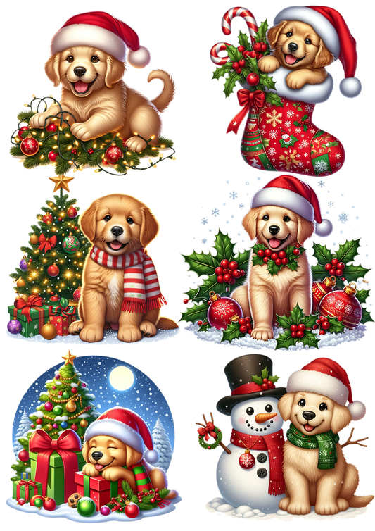 Rice Paper For Decoupage Dogs Christmas Collage Cat. No. 5633