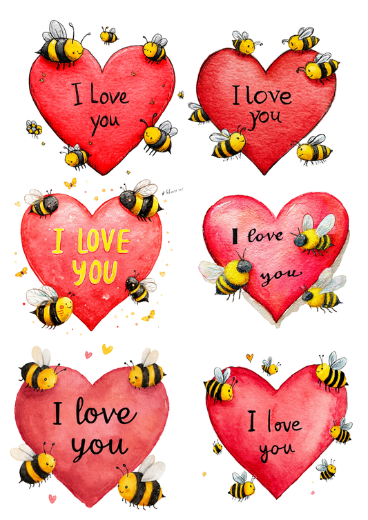 Rice Paper For Decoupage Love Hearts Collage Cat. No. 5634