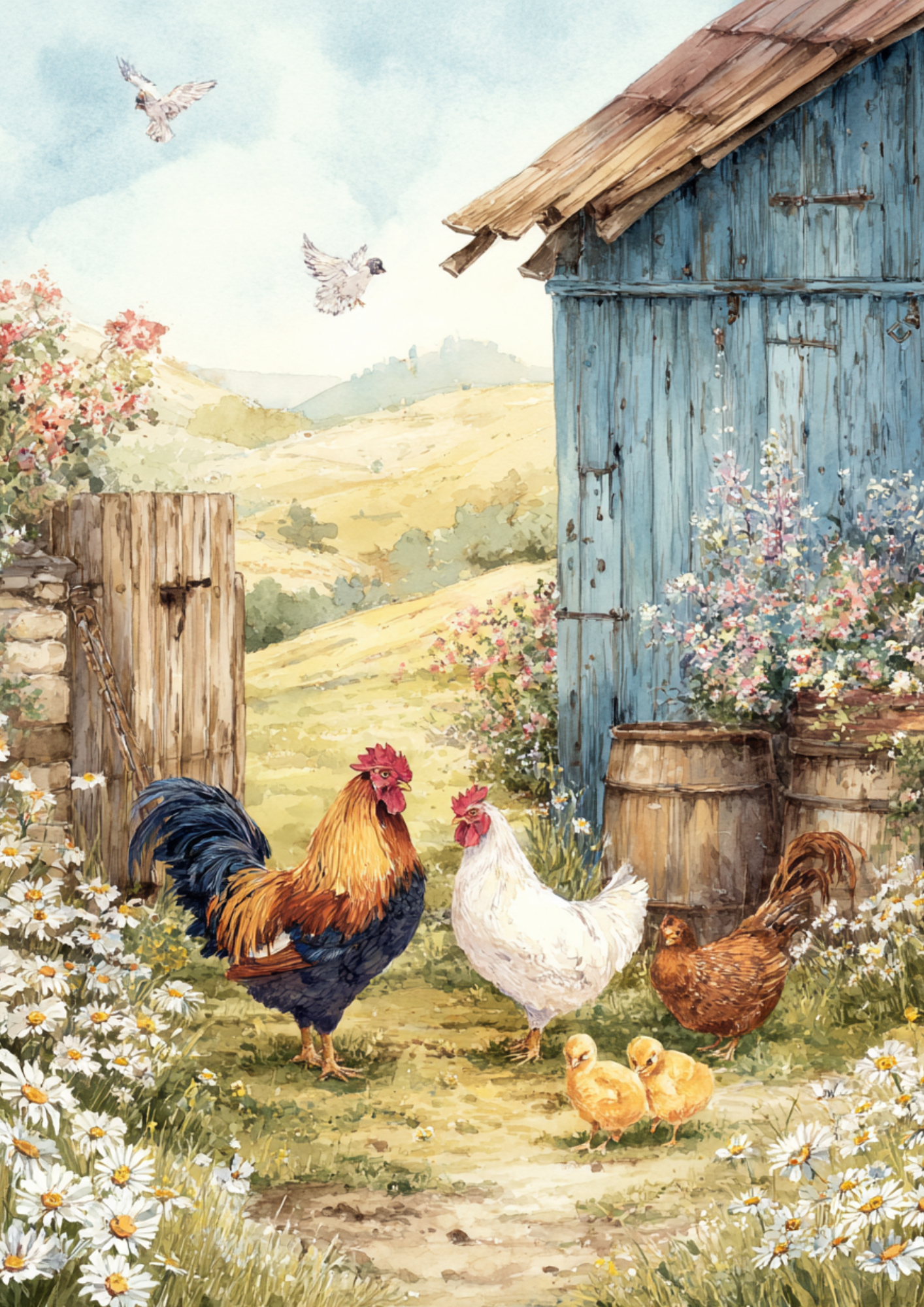 Rice Paper For Decoupage Chicken Farm Full Cat. No. 5646