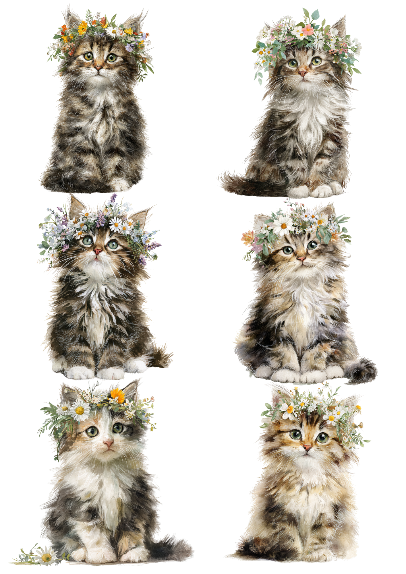 Rice Paper For Decoupage Cat In A Wreath Collage Cat. No. 5656