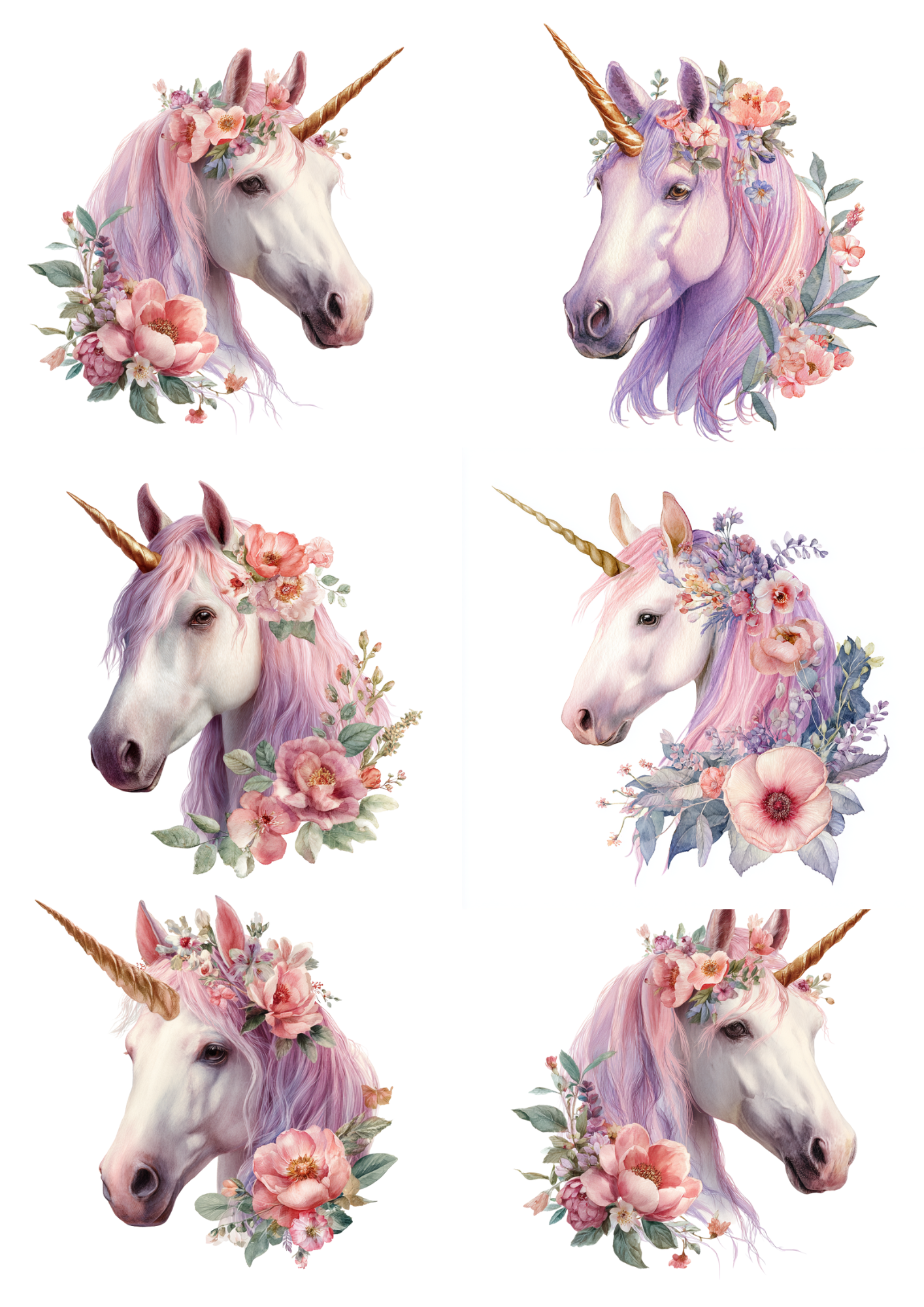 Rice Paper for Decoupage Unicorn Collage Cat. No. 5662