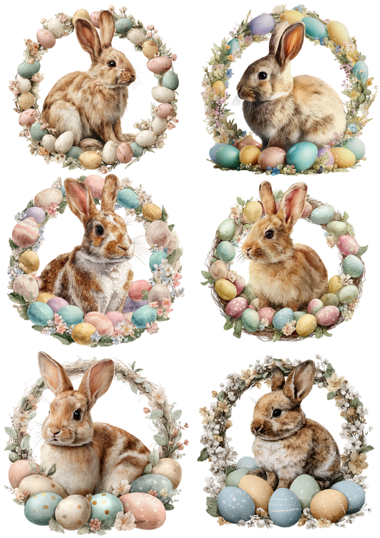 Rice Paper for Decoupage Easter Bunny Collage Cat. No. 5668